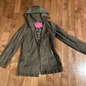 40. Betsey Johnson Small Military Green Jacket with ruffle bottom